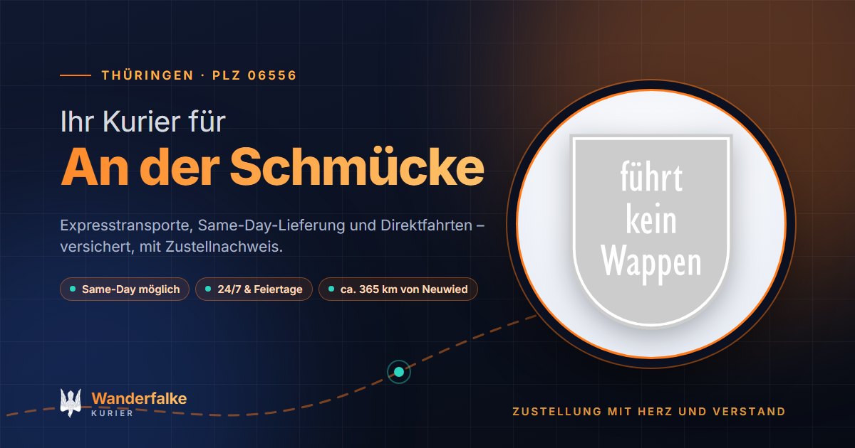 Kurierdienst An der Schmücke: Wappen von An der Schmücke und das Angebot von Wanderfalke Kurier – Express, Same-Day und Direktfahrt ab Neuwied
