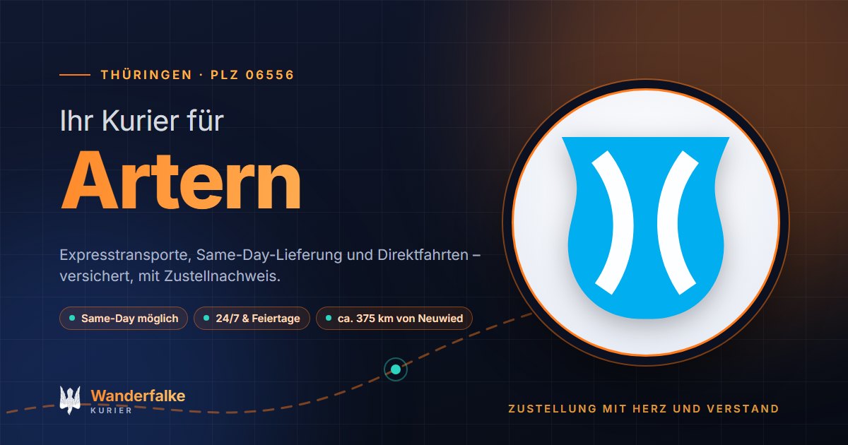 Kurierdienst Artern: Wappen von Artern und das Angebot von Wanderfalke Kurier – Express, Same-Day und Direktfahrt ab Neuwied