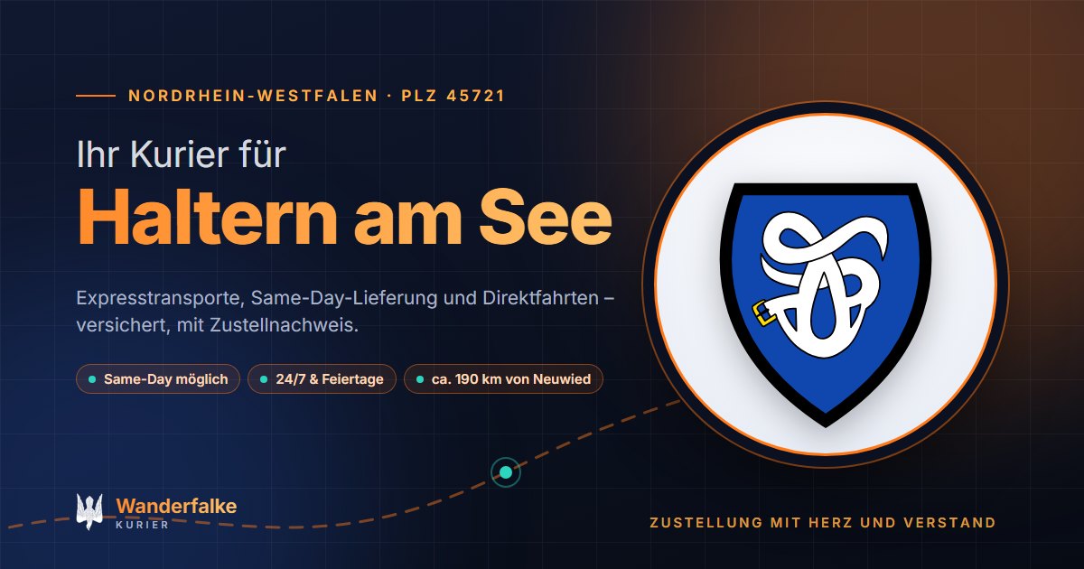 Kurierdienst Haltern am See: Wappen von Haltern am See und das Angebot von Wanderfalke Kurier – Express, Same-Day und Direktfahrt ab Neuwied