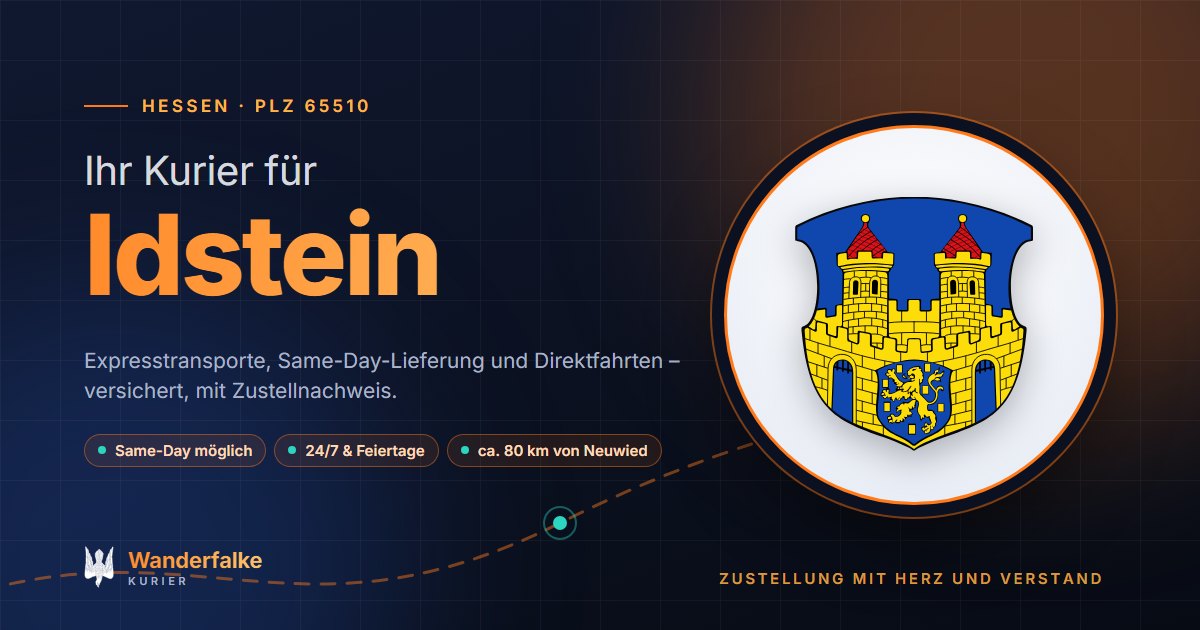 Kurierdienst Idstein: Wappen von Idstein und das Angebot von Wanderfalke Kurier – Express, Same-Day und Direktfahrt ab Neuwied