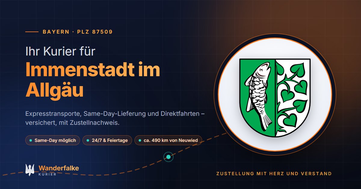 Kurierdienst Immenstadt im Allgäu: Wappen von Immenstadt im Allgäu und das Angebot von Wanderfalke Kurier – Express, Same-Day und Direktfahrt ab Neuwied