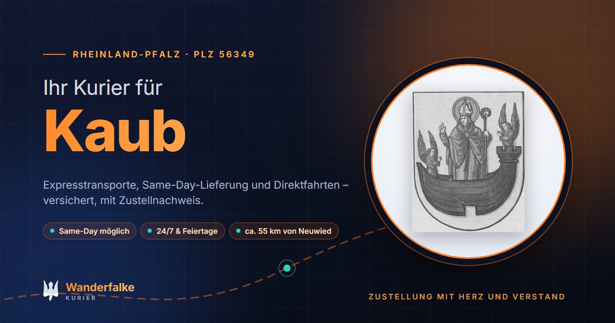 Kurierdienst Kaub: Wappen von Kaub und das Angebot von Wanderfalke Kurier – Express, Same-Day und Direktfahrt ab Neuwied