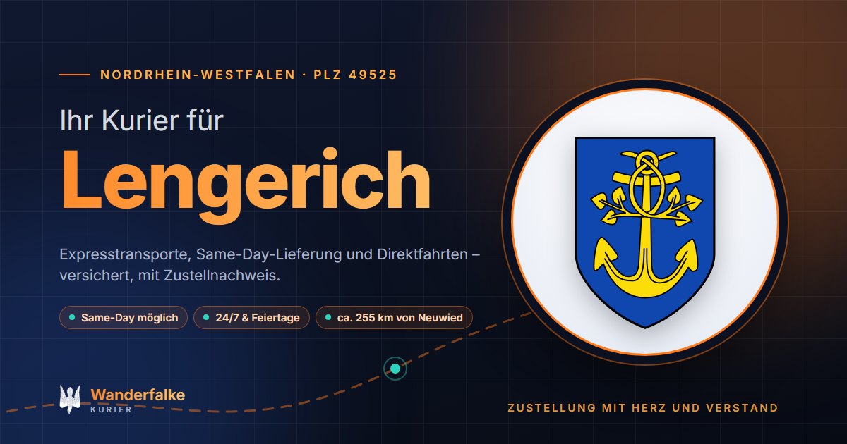 Kurierdienst Lengerich: Wappen von Lengerich und das Angebot von Wanderfalke Kurier – Express, Same-Day und Direktfahrt ab Neuwied