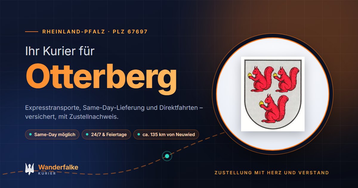 Kurierdienst Otterberg: Wappen von Otterberg und das Angebot von Wanderfalke Kurier – Express, Same-Day und Direktfahrt ab Neuwied