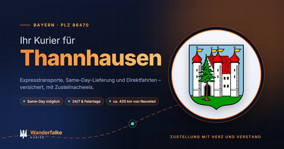 Kurierdienst Thannhausen: Wappen von Thannhausen und das Angebot von Wanderfalke Kurier – Express, Same-Day und Direktfahrt ab Neuwied