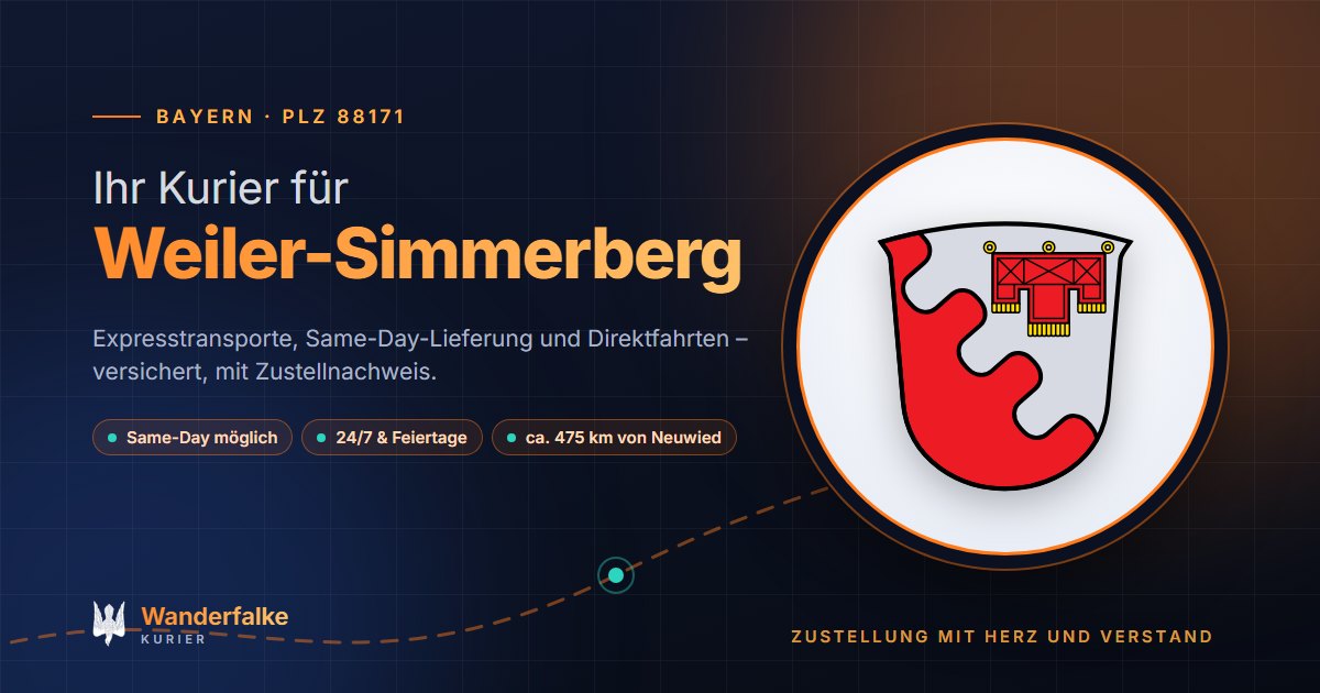 Kurierdienst Weiler-Simmerberg: Wappen von Weiler-Simmerberg und das Angebot von Wanderfalke Kurier – Express, Same-Day und Direktfahrt ab Neuwied