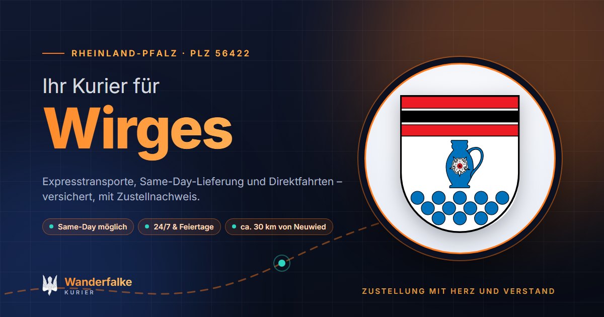 Kurierdienst Wirges: Wappen von Wirges und das Angebot von Wanderfalke Kurier – Express, Same-Day und Direktfahrt ab Neuwied